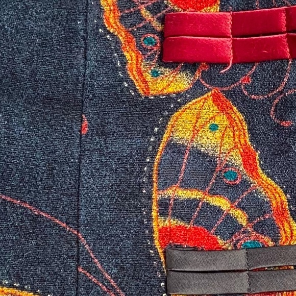 Butterflies Print Jacket Blazer Lining Chinese Buttons and Round Neck Collar - Picture 5 of 9